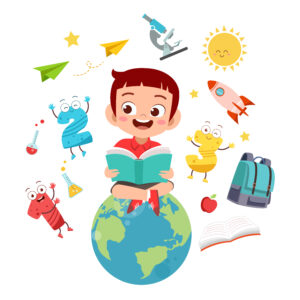 happy kid read book study knowledge